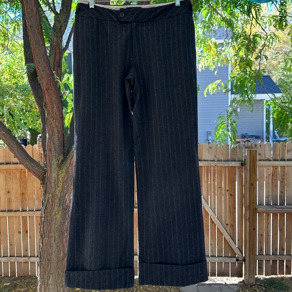 Banana Republic NWOT Charcoal Pinstripe Lined Wool Cashmere Slacks Trousers 12 - Picture 3 of 15